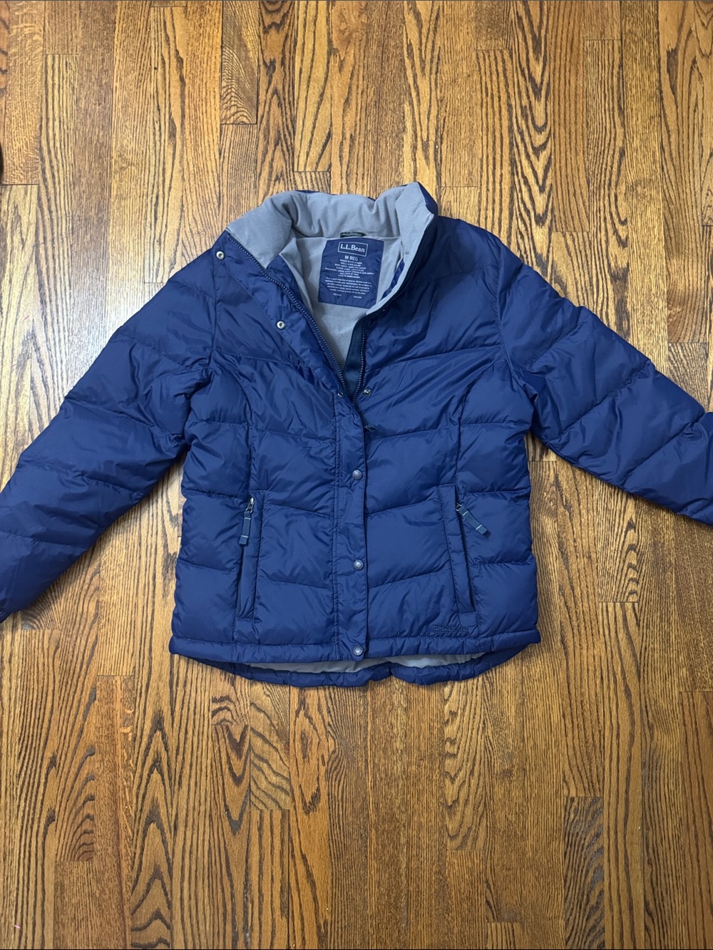 L.L.Bean Women’s Goose Down Puffer Jacket Blue Medium Warm Packable Coat